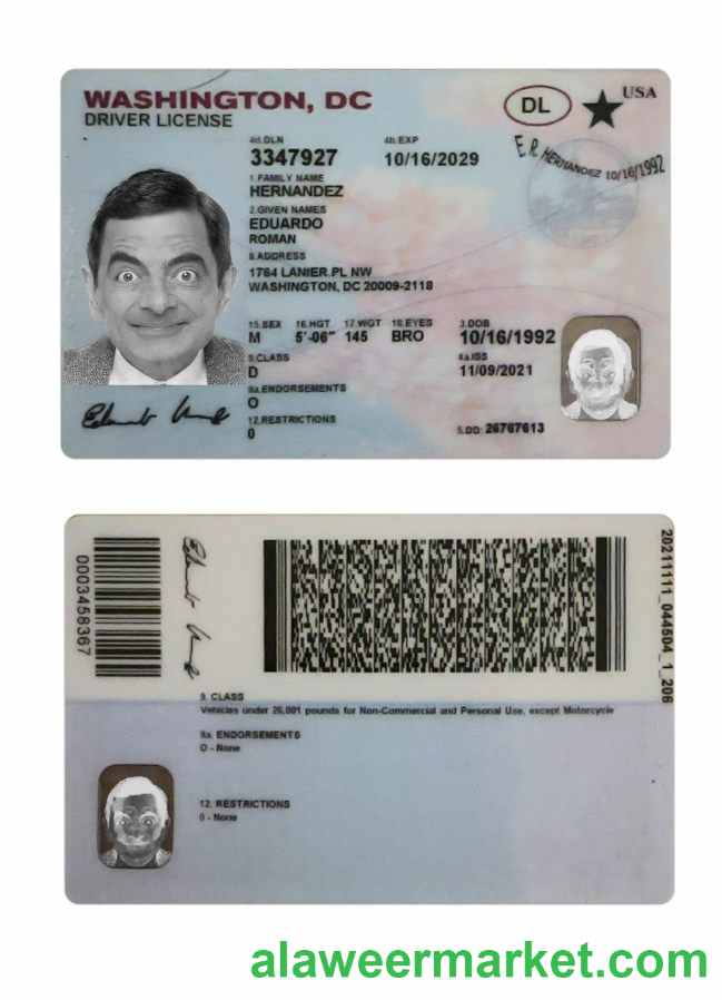 USA Washington DC driving license